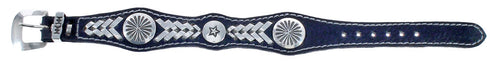 Navajo Star Leather Genuine Sterling Silver Bracelet RX118902